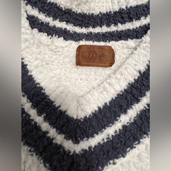 POL Soft Thick Preppy Collegiate Sweater. White with Blue Stripes. Woman L - Picture 3 of 4